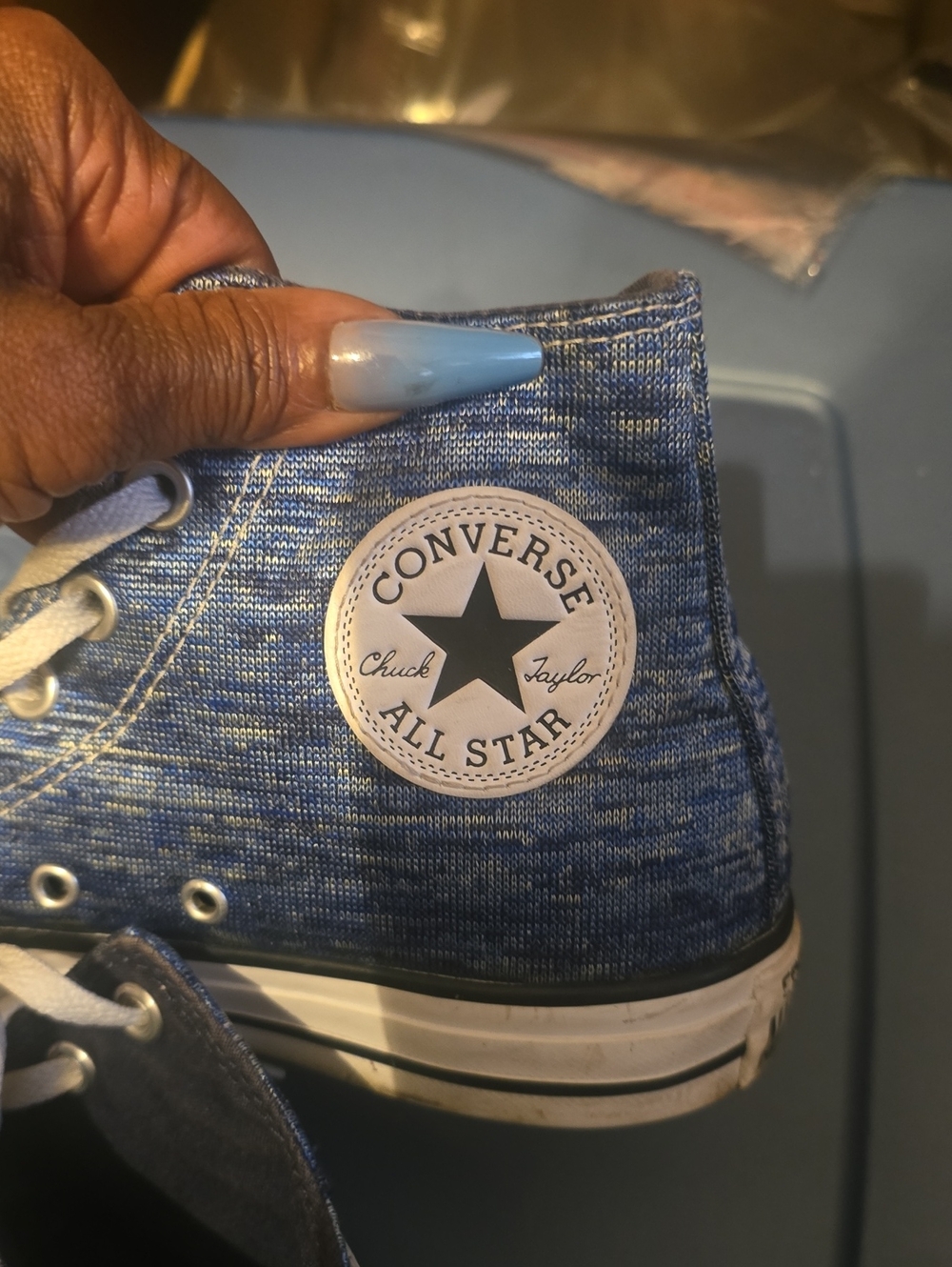 Classic High-Top Canvas Sneakers in Navy with White Accents - Picture 3 of 6